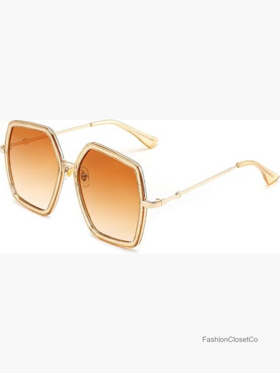 Oversized Geometric Hexagon Sunglasses UV400 Protective Women\'s main image 6